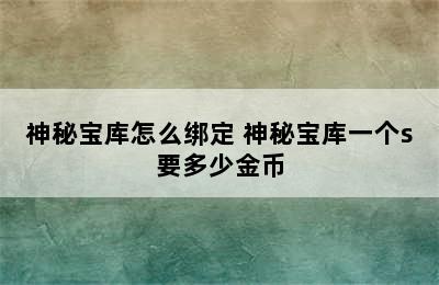 神秘宝库怎么绑定 神秘宝库一个s要多少金币